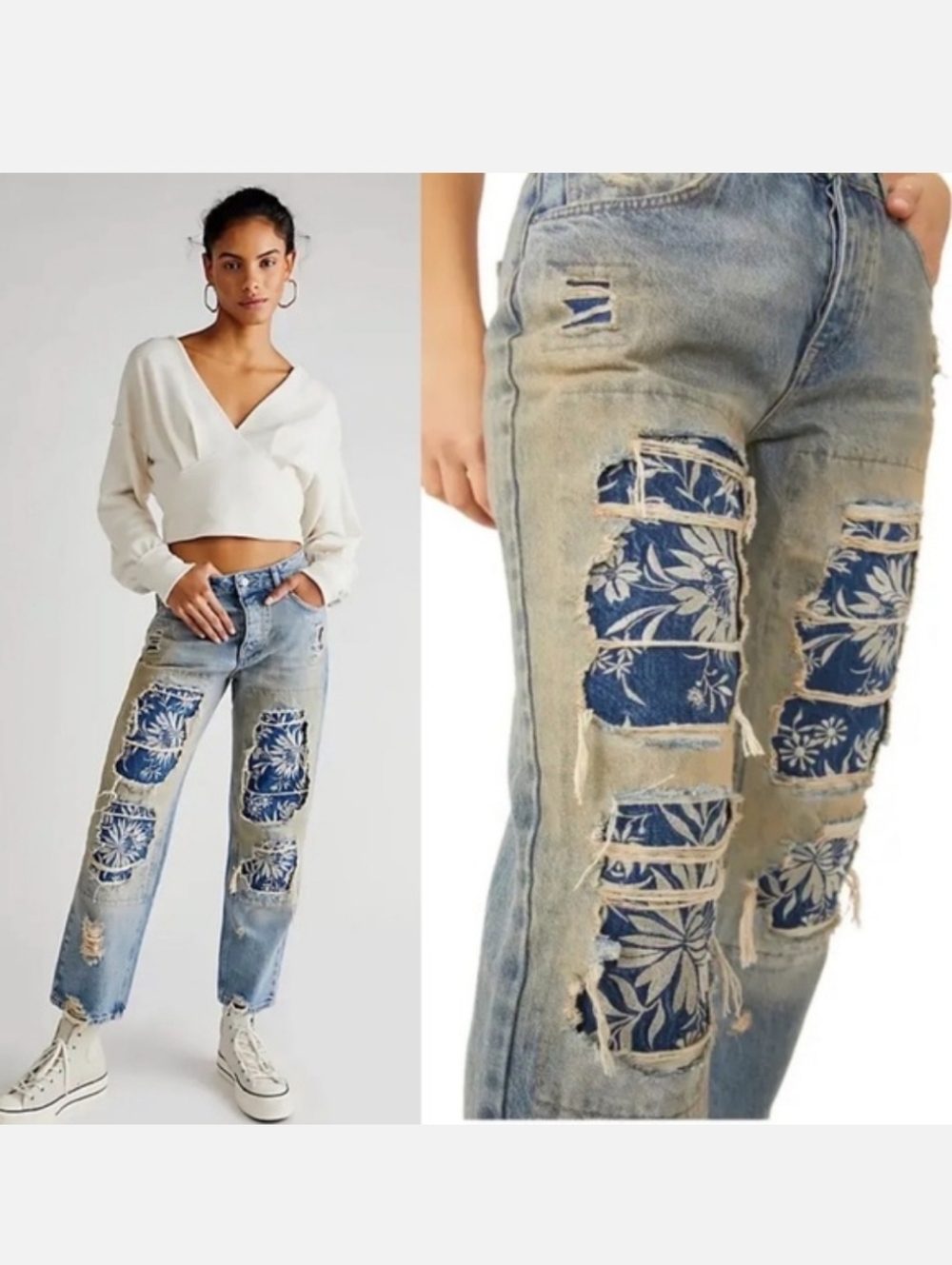 Free People Desert Rose Distressed Jeans NWOT